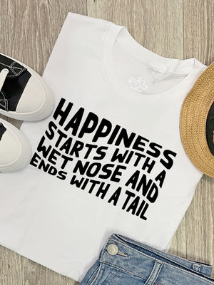 Happiness Starts With A Wet Nose And Ends With A Tail Ava Women's Regular Fit Tee