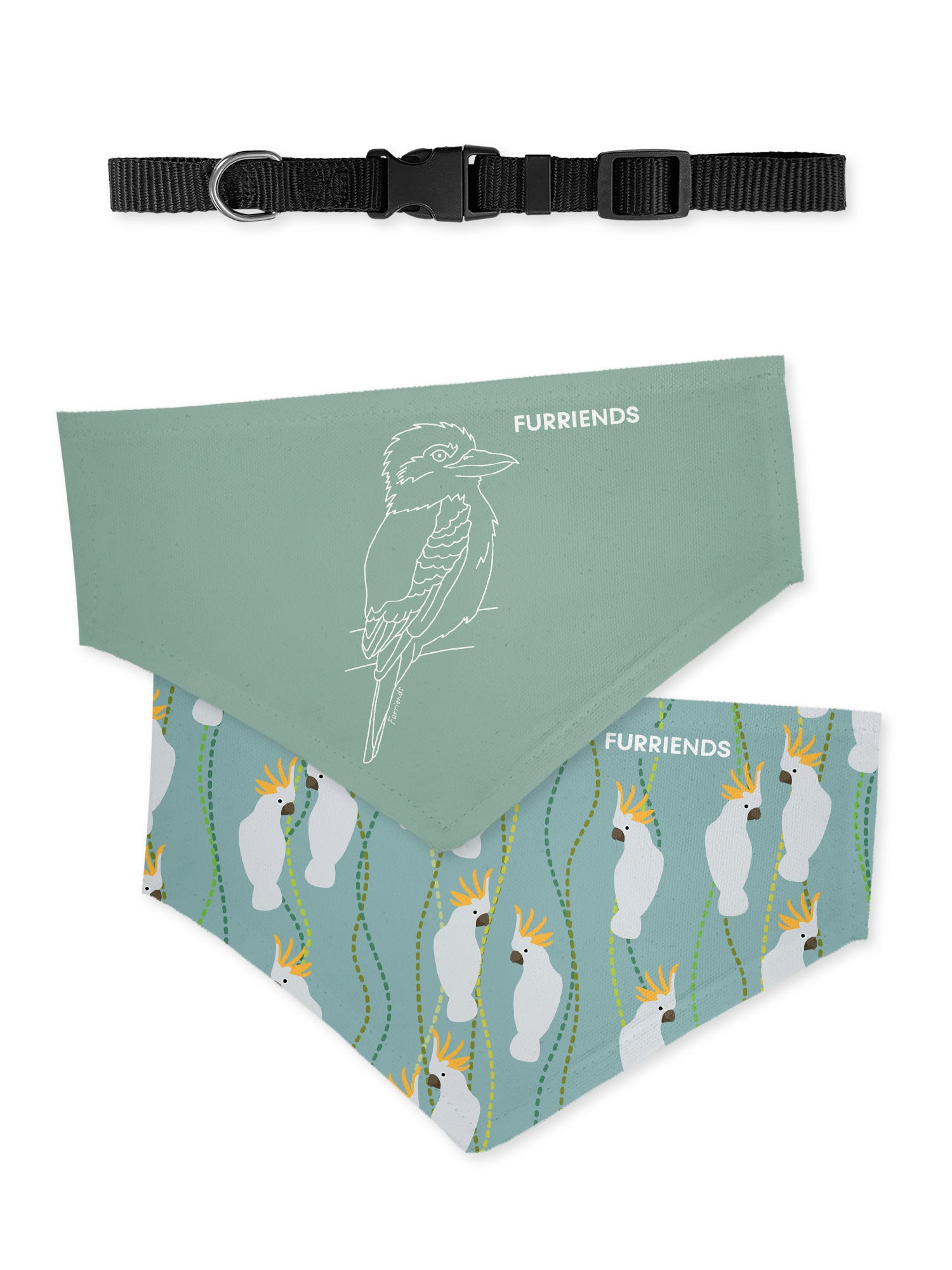 Kookaburra Reversible Dog Bandana With Collar