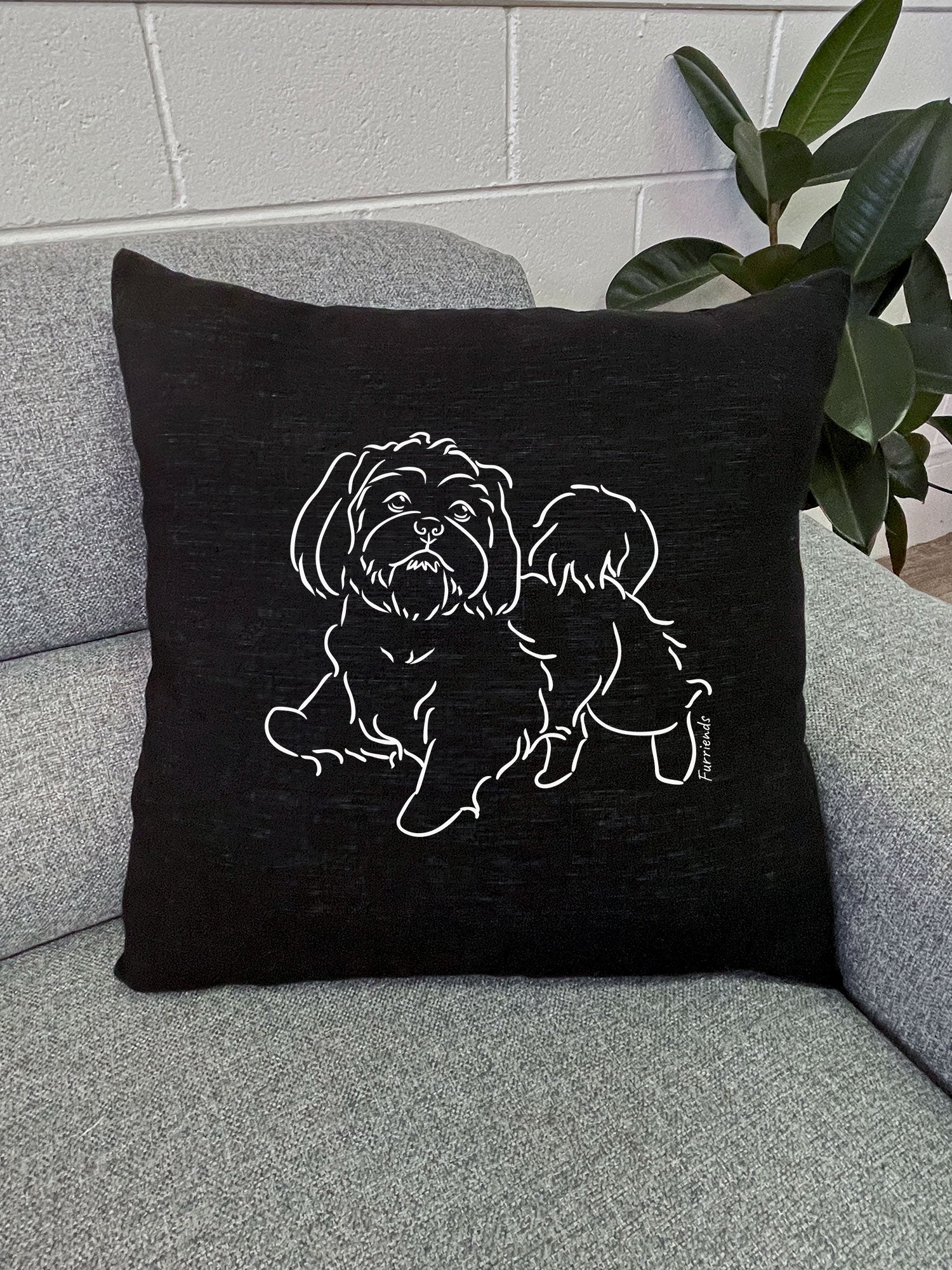 Shih Tzu Linen Cushion Cover