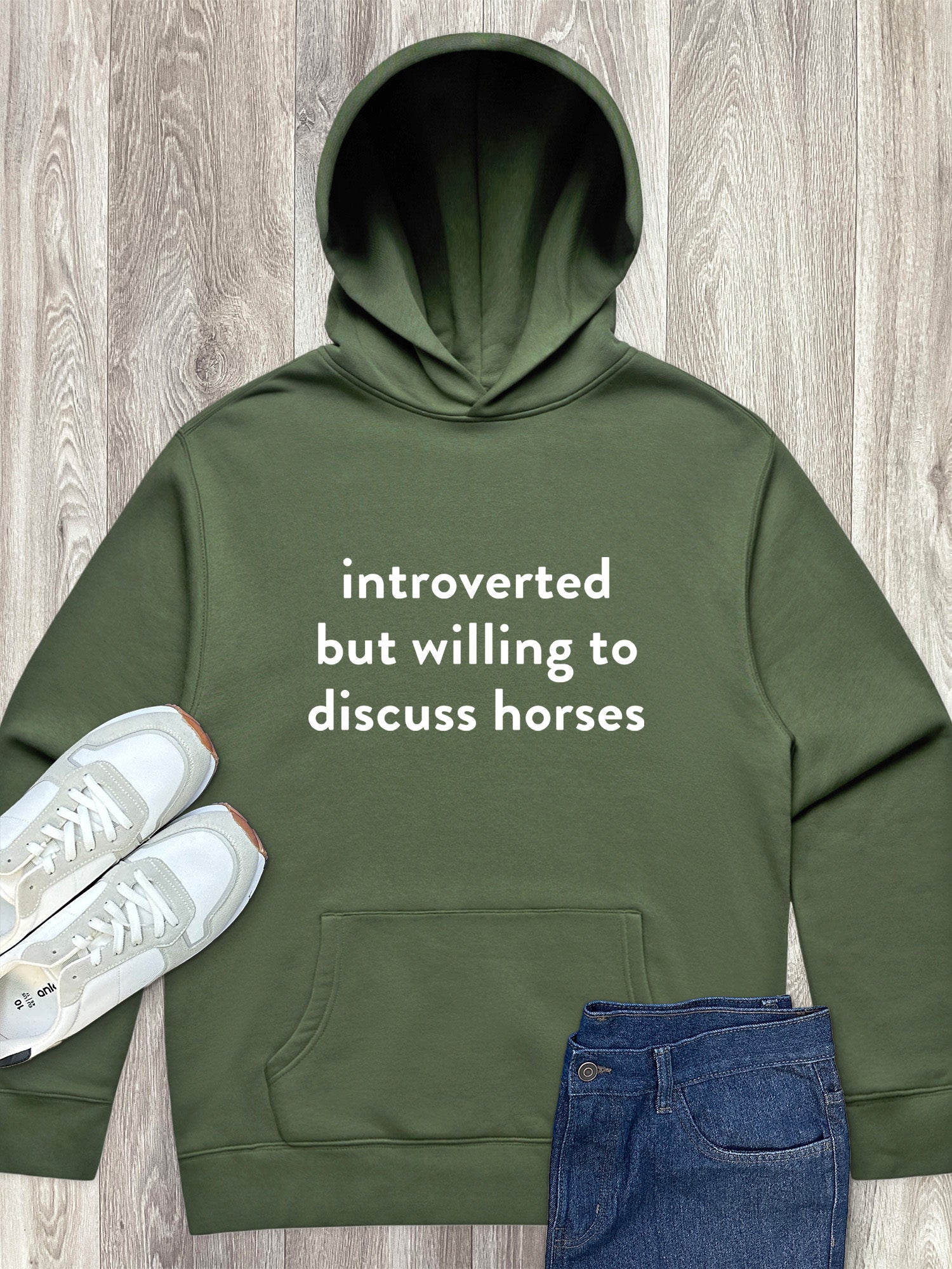 Introverted But Willing To Discuss Horses Men's Comfort Hood