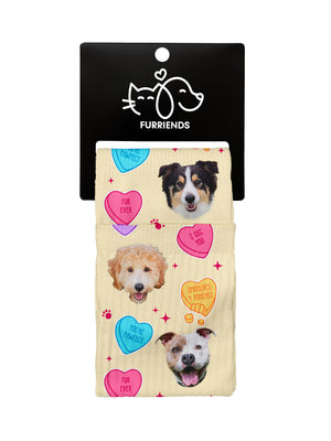 Custom Candy Hearts Pet Face Crew Socks