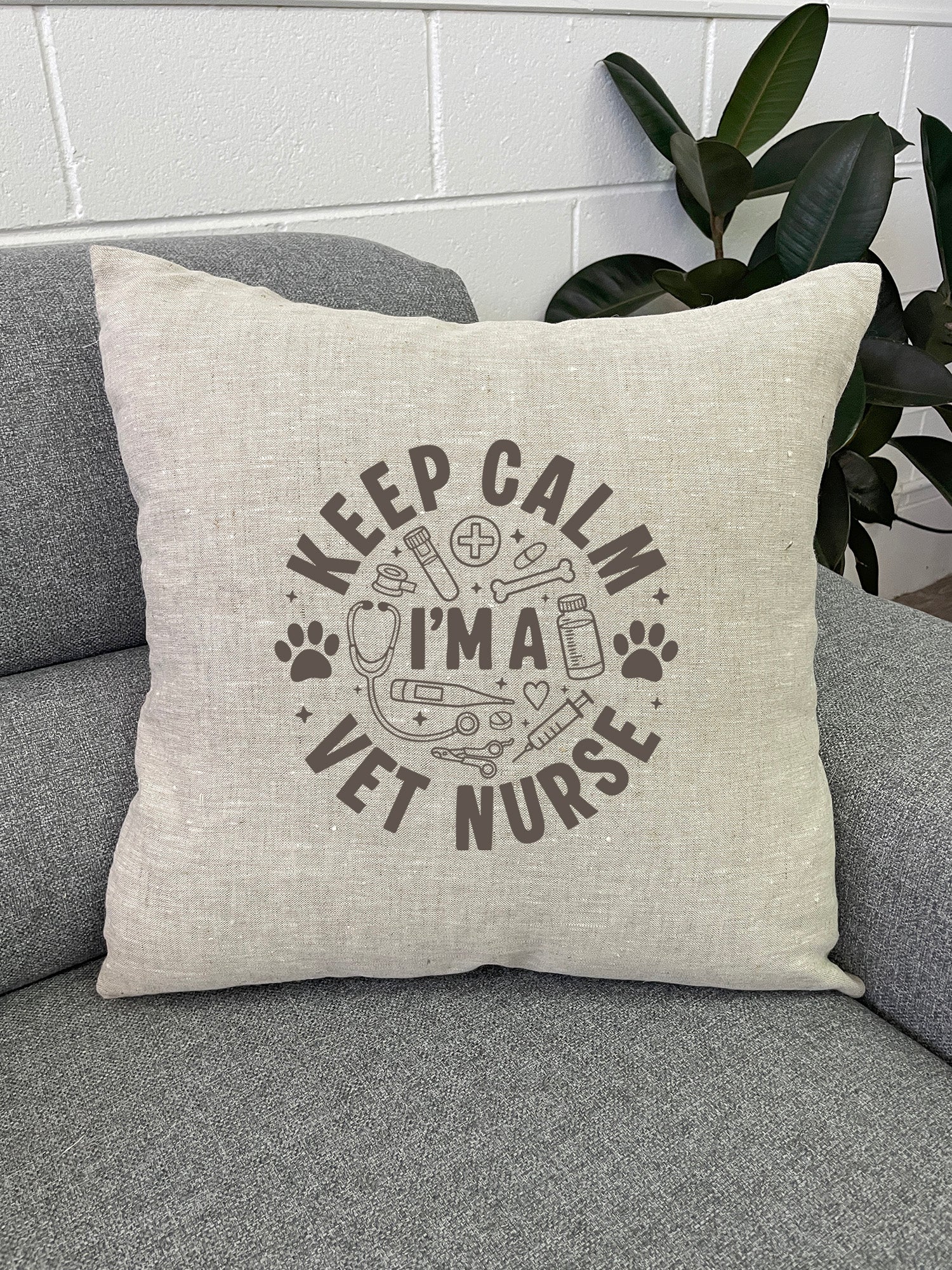 Keep Calm I'm A Vet Nurse Linen Cushion Cover