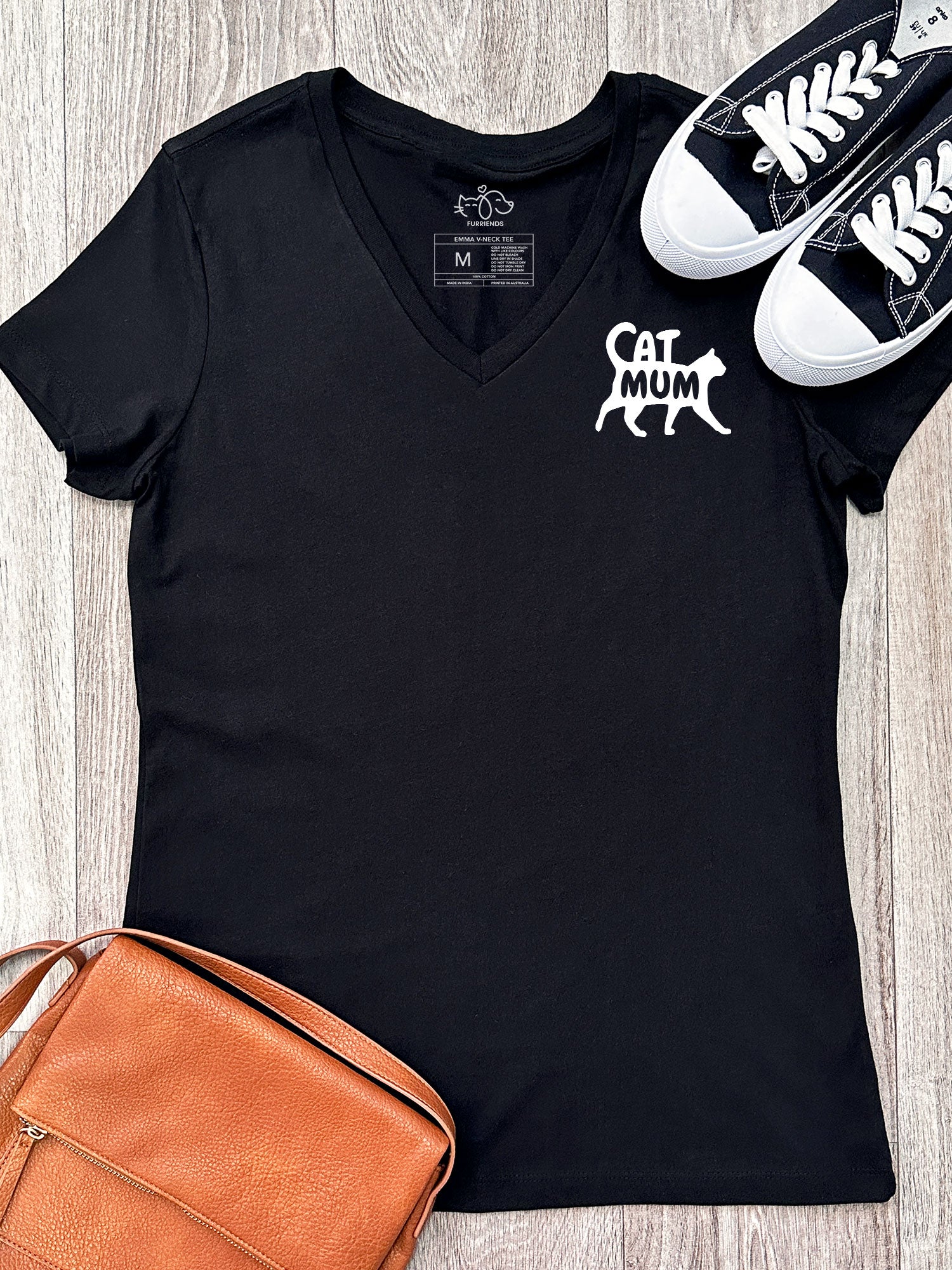 Cat Mum Silhouette Emma V-Neck Tee