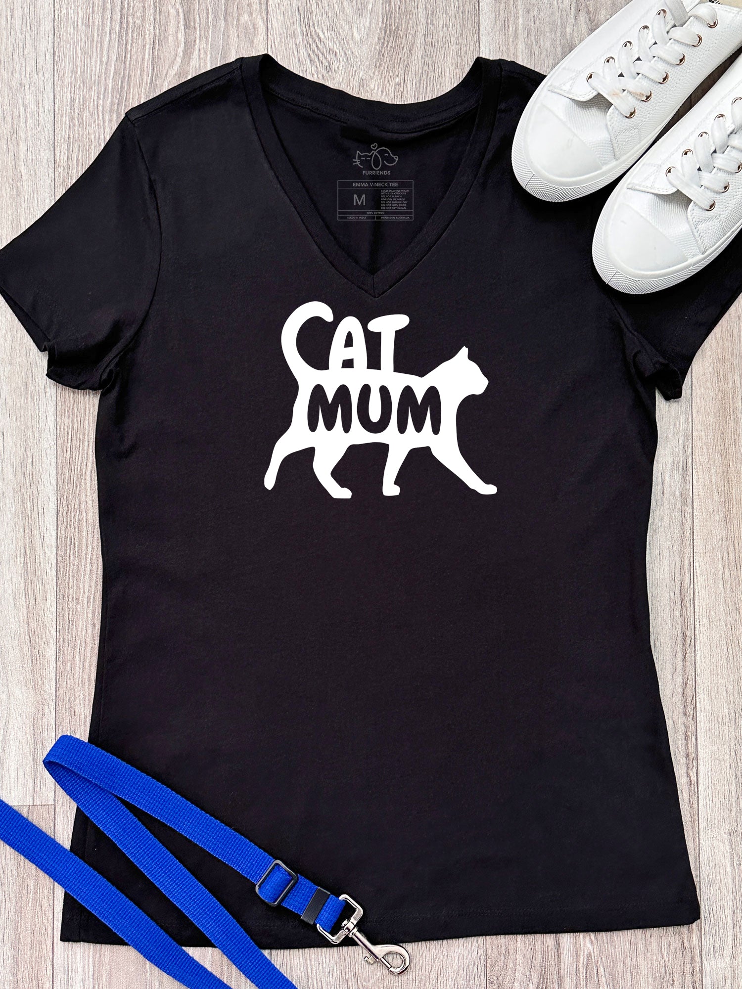 Cat Mum Silhouette Emma V-Neck Tee