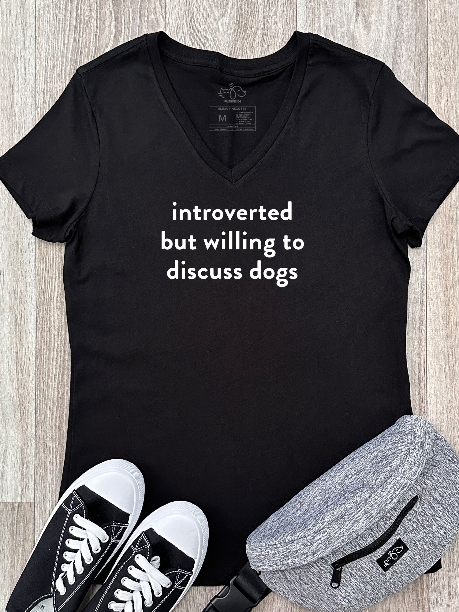 Introverted But Willing To Discuss Dogs Emma V-Neck T-Shirt