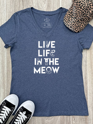 Live Life In The Meow Emma V-Neck Tee