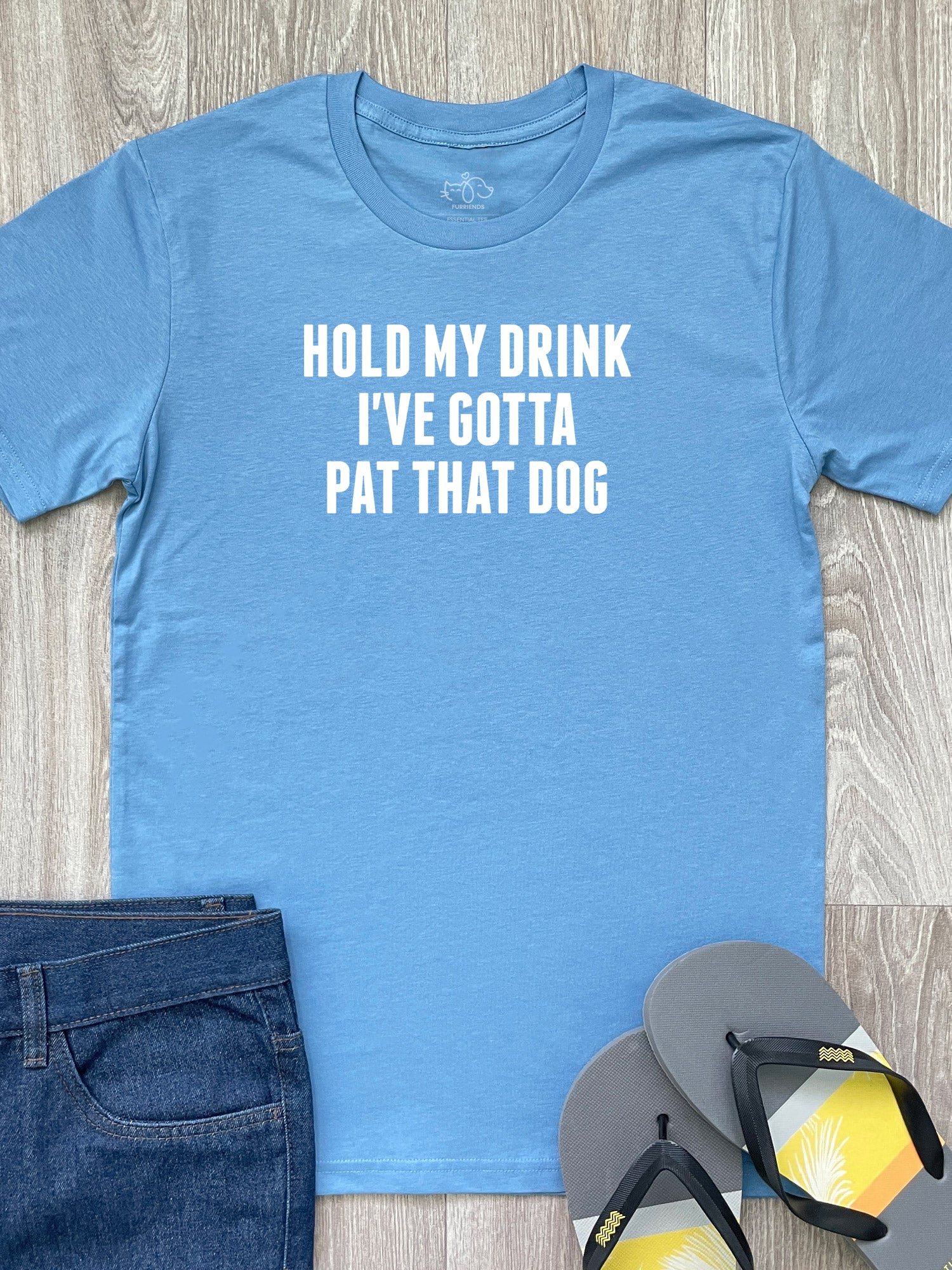 Hold My Drink I've Gotta Pat That Dog Essential Unisex Tee