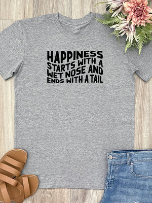 Happiness Starts With A Wet Nose And Ends With A Tail Essential Unisex Tee