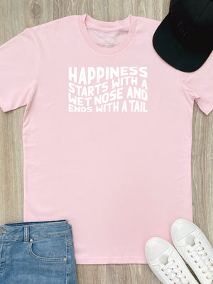 Happiness Starts With A Wet Nose And Ends With A Tail Essential Unisex Tee
