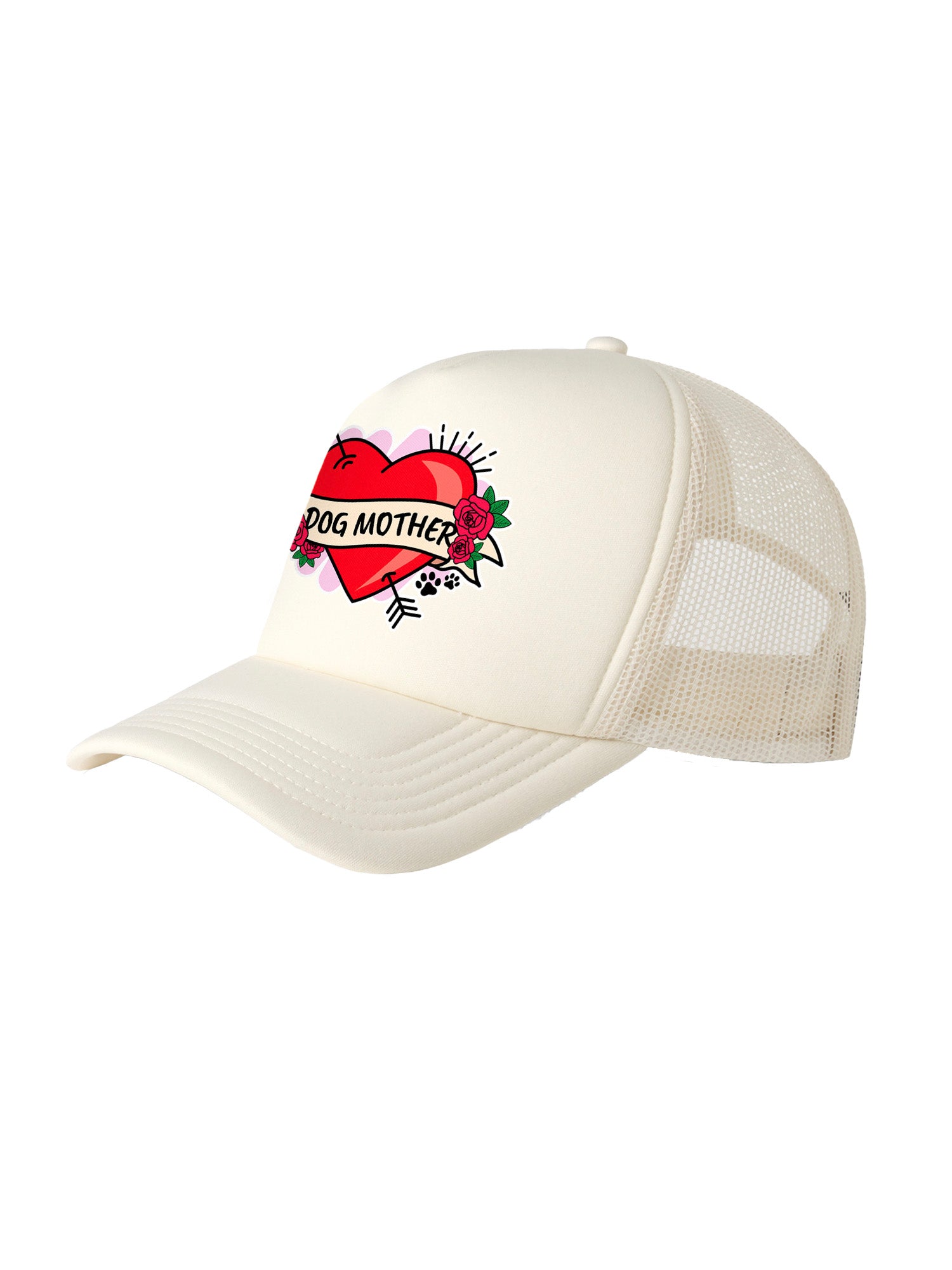 Dog Mother Heart Tattoo Foam Trucker Cap