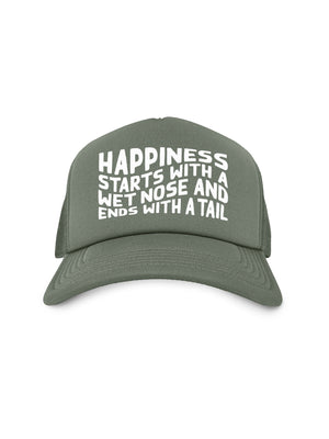 Happiness Starts With A Wet Nose And Ends With A Tail Foam Trucker Cap