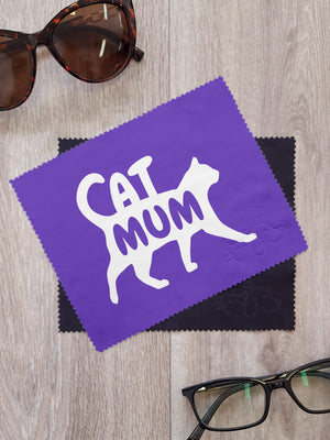 Cat Mum Silhouette Microfibre Suede Glasses Cleaning Cloths (Twinpack)