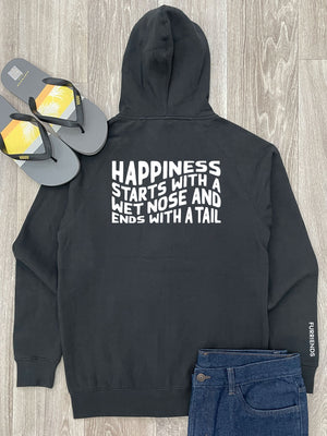 Happiness Starts With A Wet Nose And Ends With A Tail Zip Front Hoodie