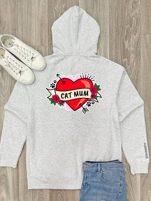 Cat Mum Heart Tattoo Zip Front Hoodie
