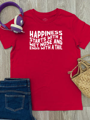 Happiness Starts With A Wet Nose And Ends With A Tail Youth Tee