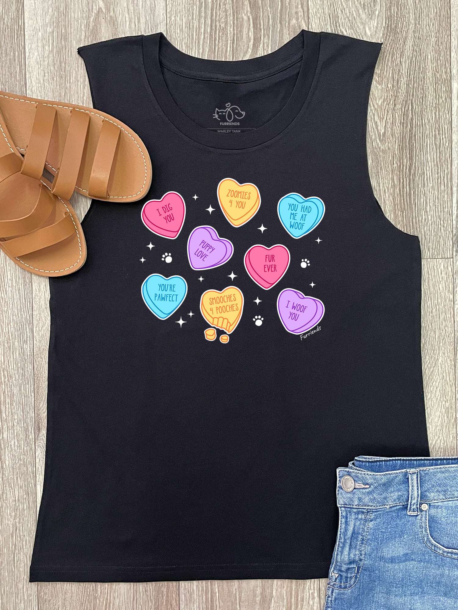Candy Hearts - Dog Marley Tank
