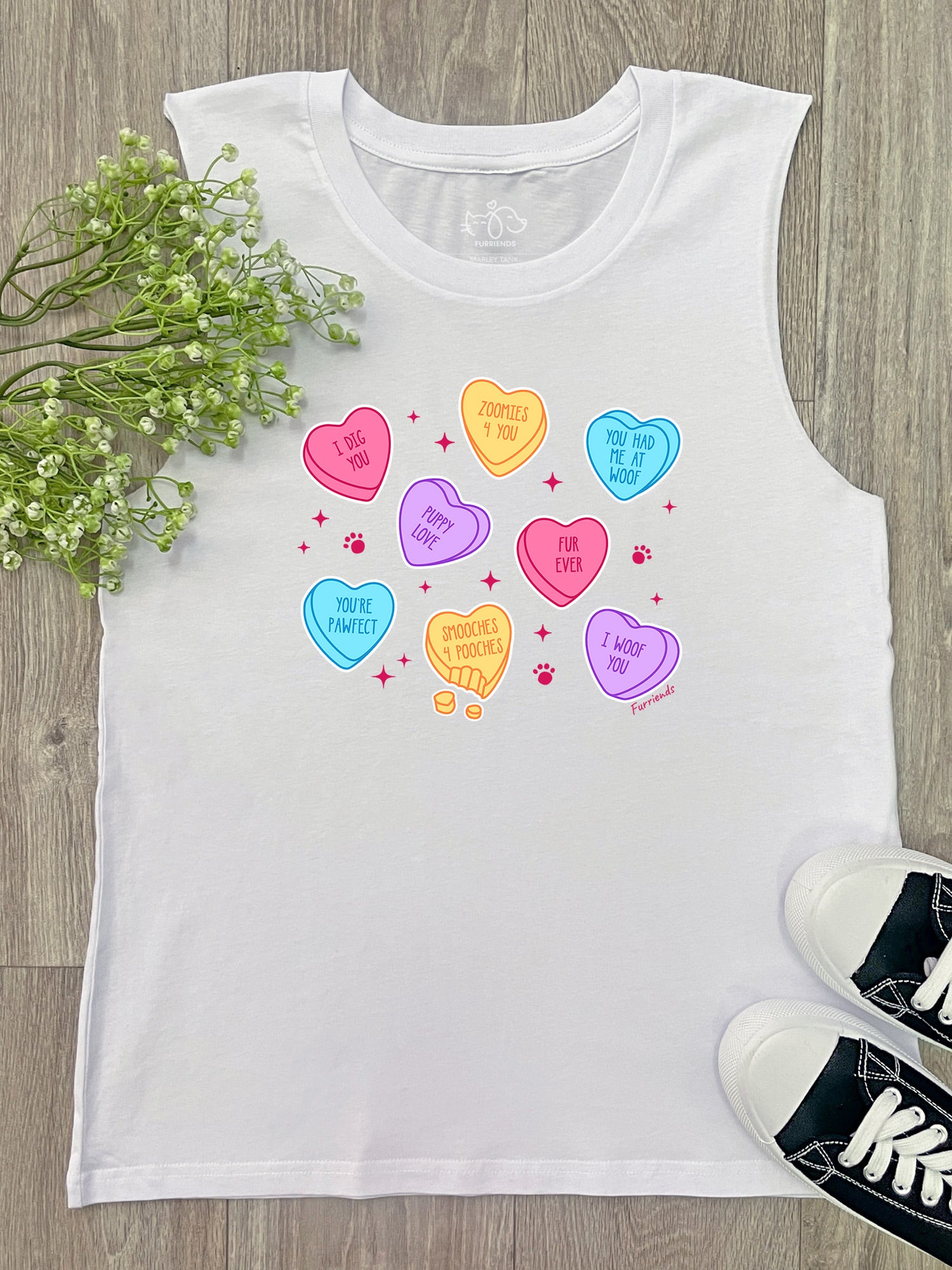 Candy Hearts - Dog Marley Tank