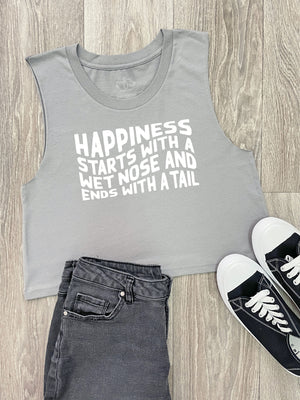 Happiness Starts With A Wet Nose And Ends With A Tail Myah Crop Tank