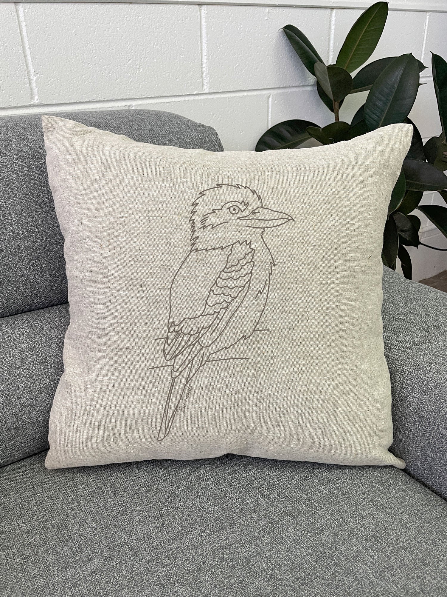Kookaburra Linen Cushion Cover