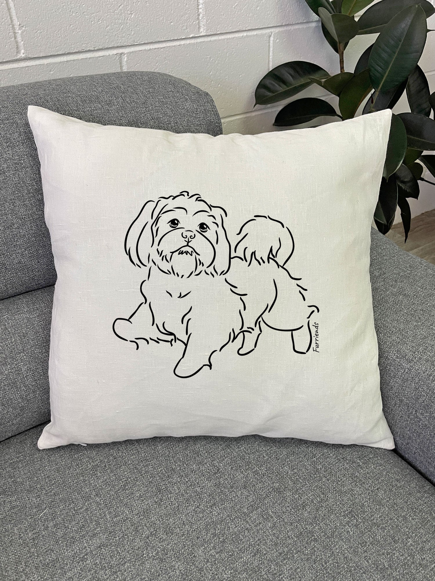 Shih Tzu Linen Cushion Cover