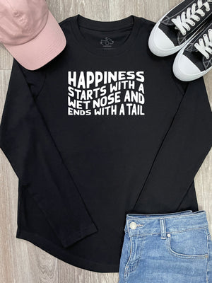 Happiness Starts With A Wet Nose And Ends With A Tail Olivia Long Sleeve Tee