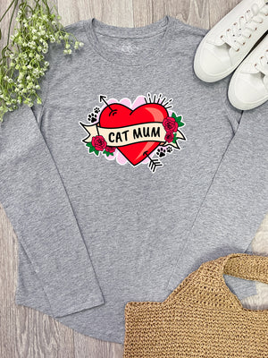 Cat Mum Heart Tattoo Olivia Long Sleeve Tee