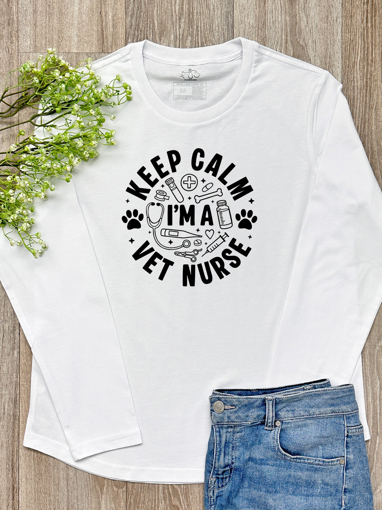 Keep Calm I'm A Vet Nurse Olivia Long Sleeve Tee
