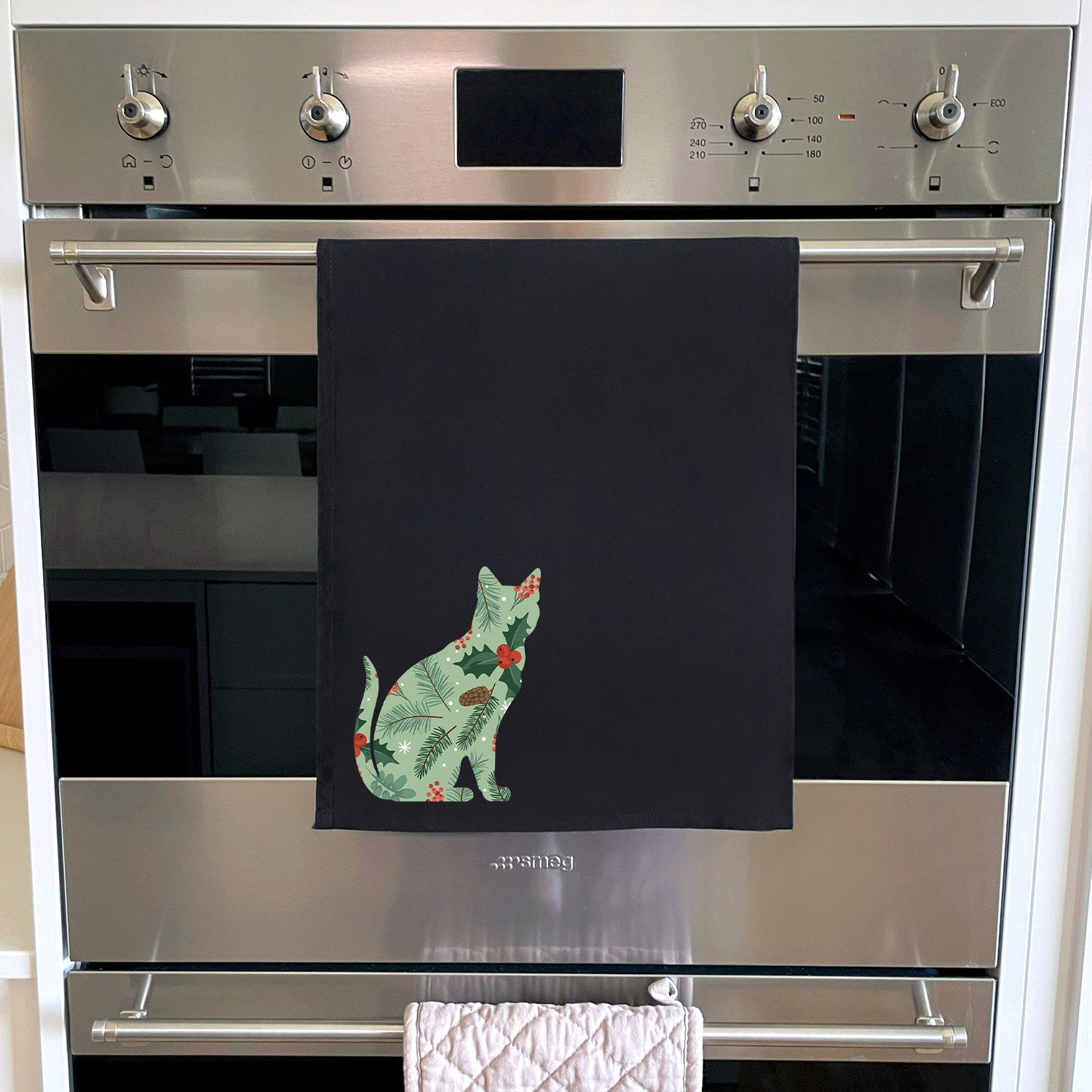 Feline Festive Tea Towel