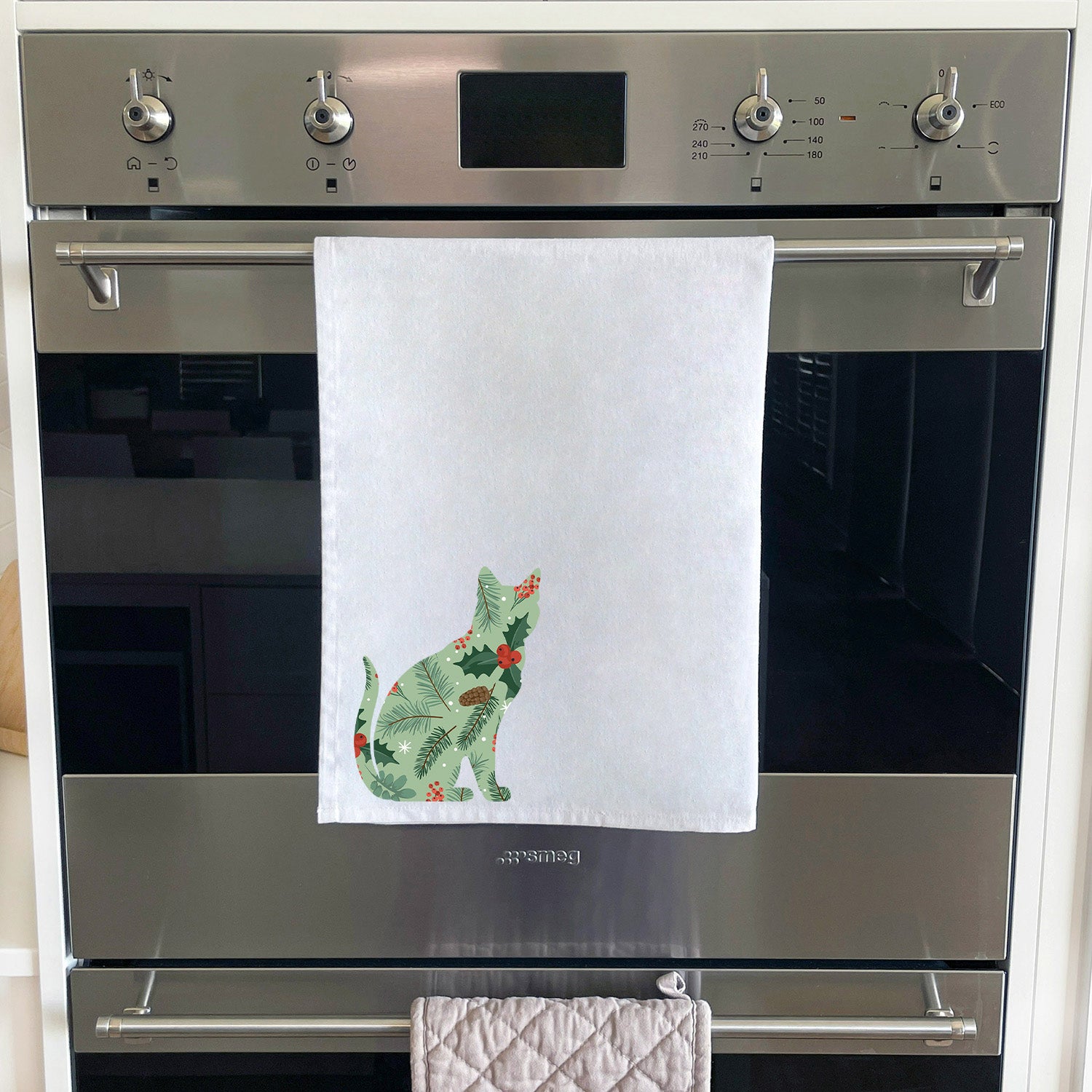 Feline Festive Tea Towel