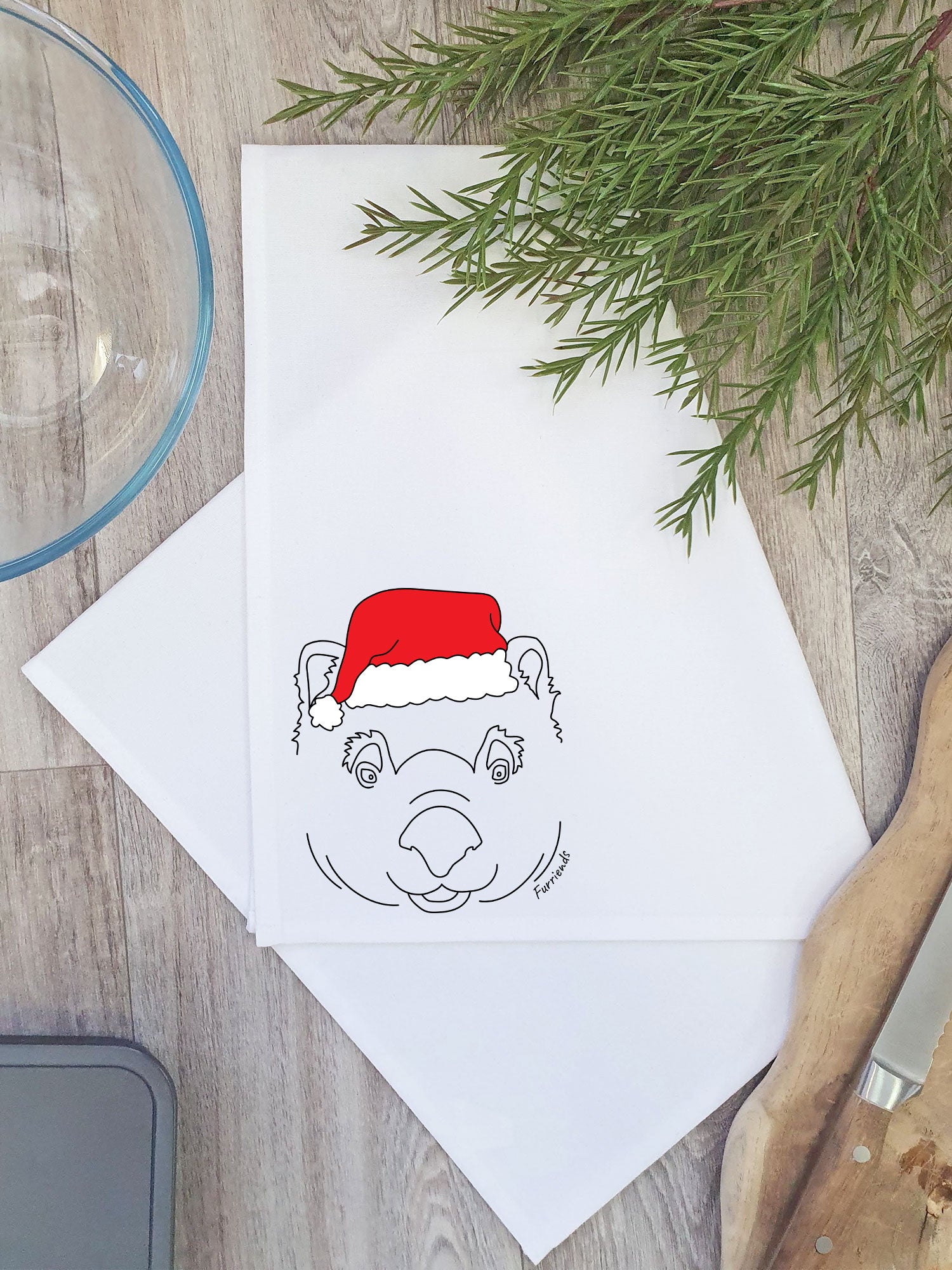 Wombat Christmas Edition Tea Towel