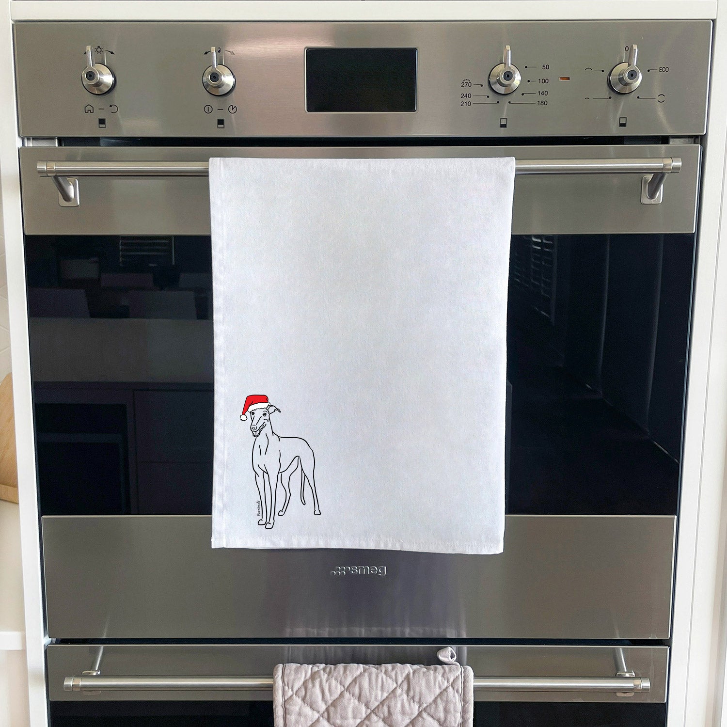 Greyhound Christmas Edition Tea Towel