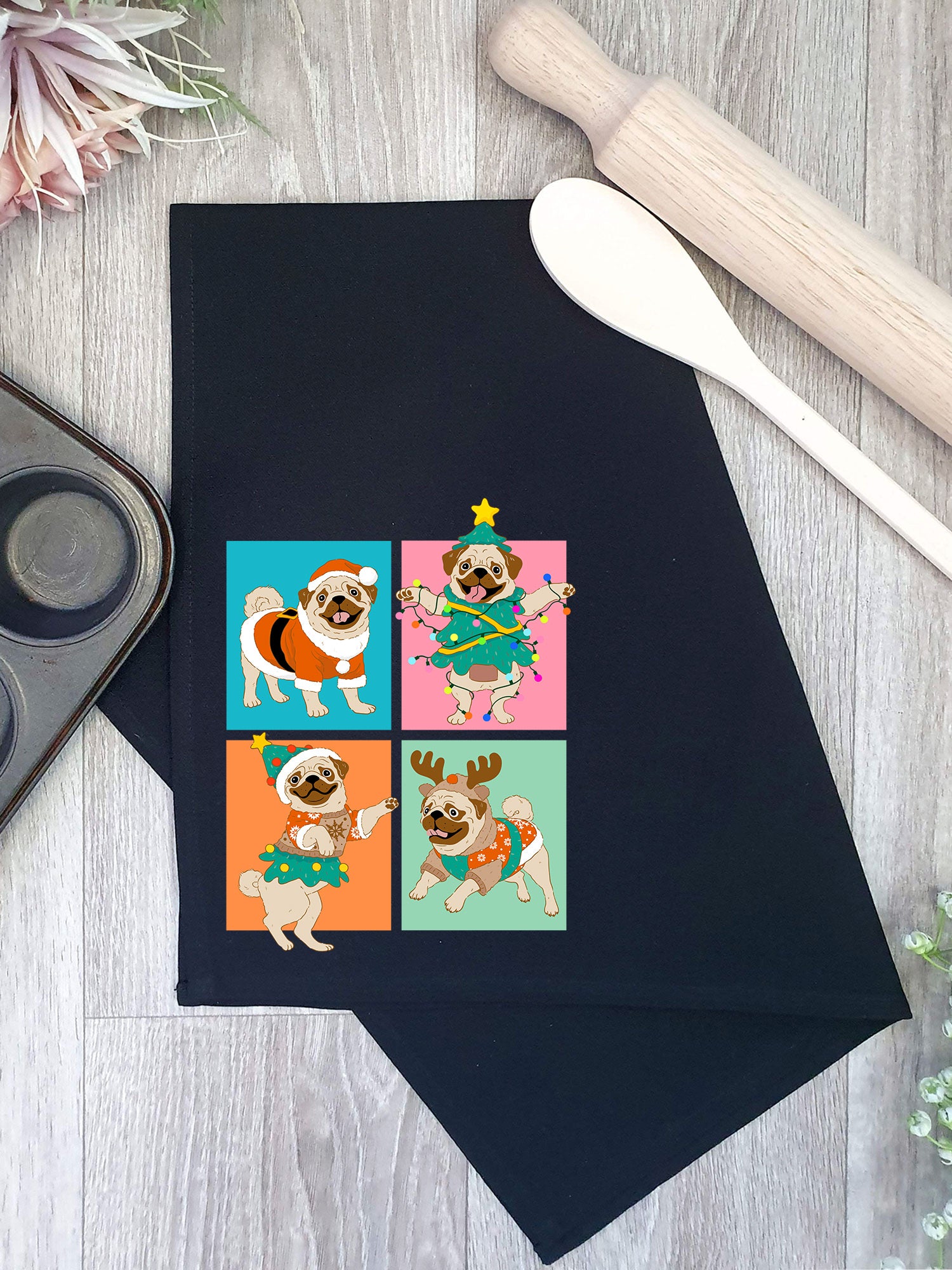 Pugmas Tea Towel
