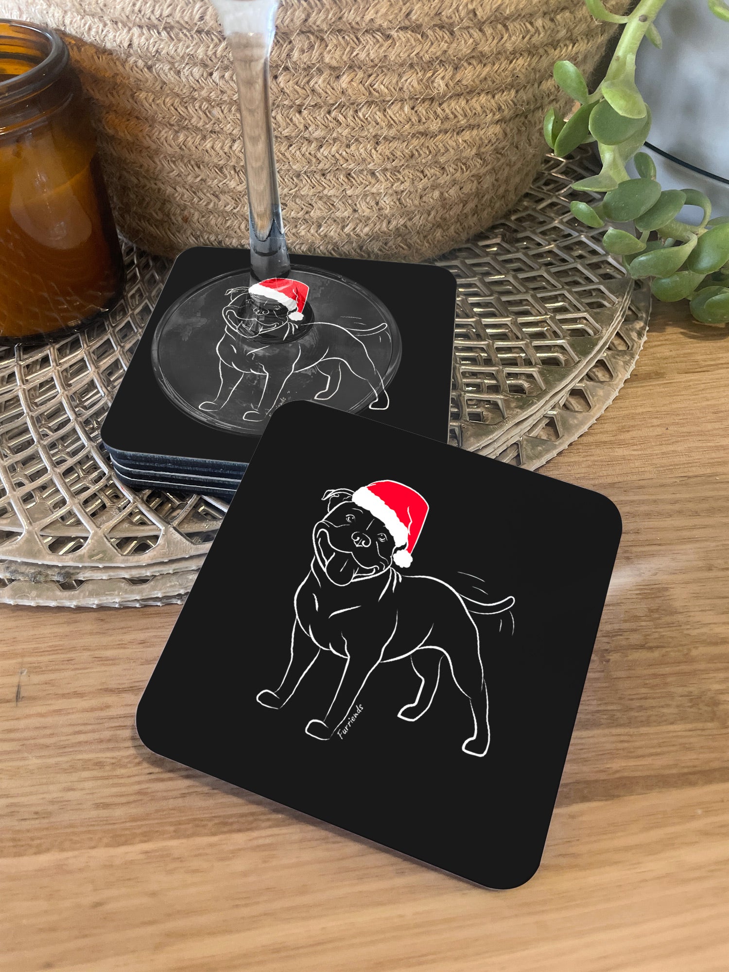 Staffordshire Bull Terrier Christmas Edition Coaster