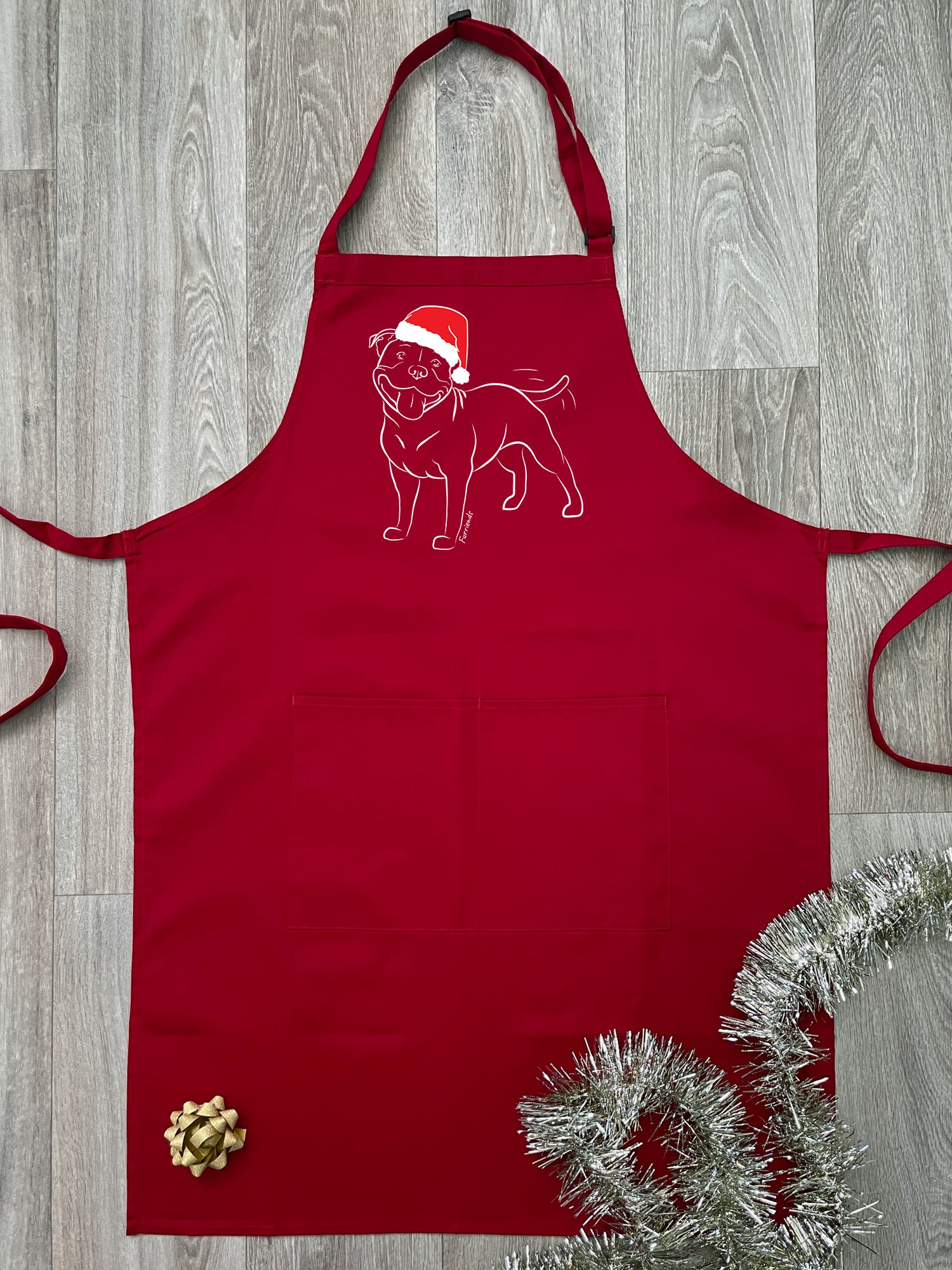 Staffordshire Bull Terrier Christmas Edition Bib Apron