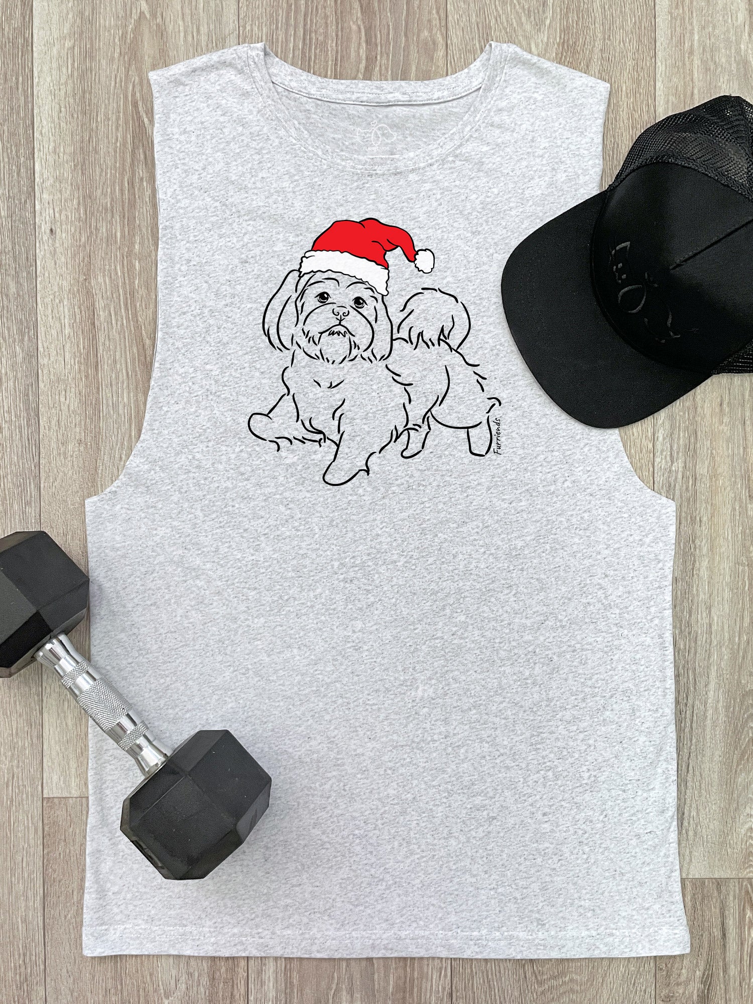 Shih Tzu Christmas Edition Axel Drop Armhole Muscle Tank