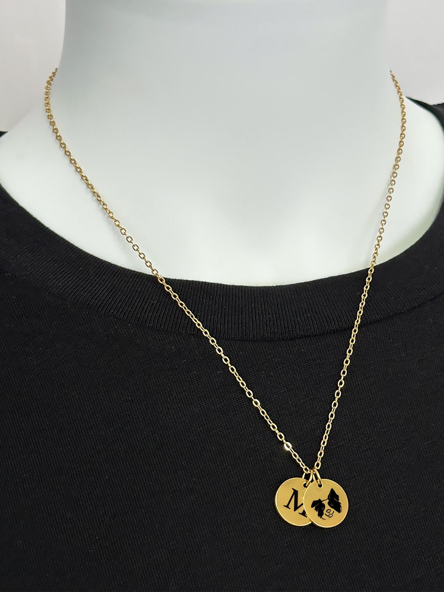 Border Collie Pendant Initial Necklace