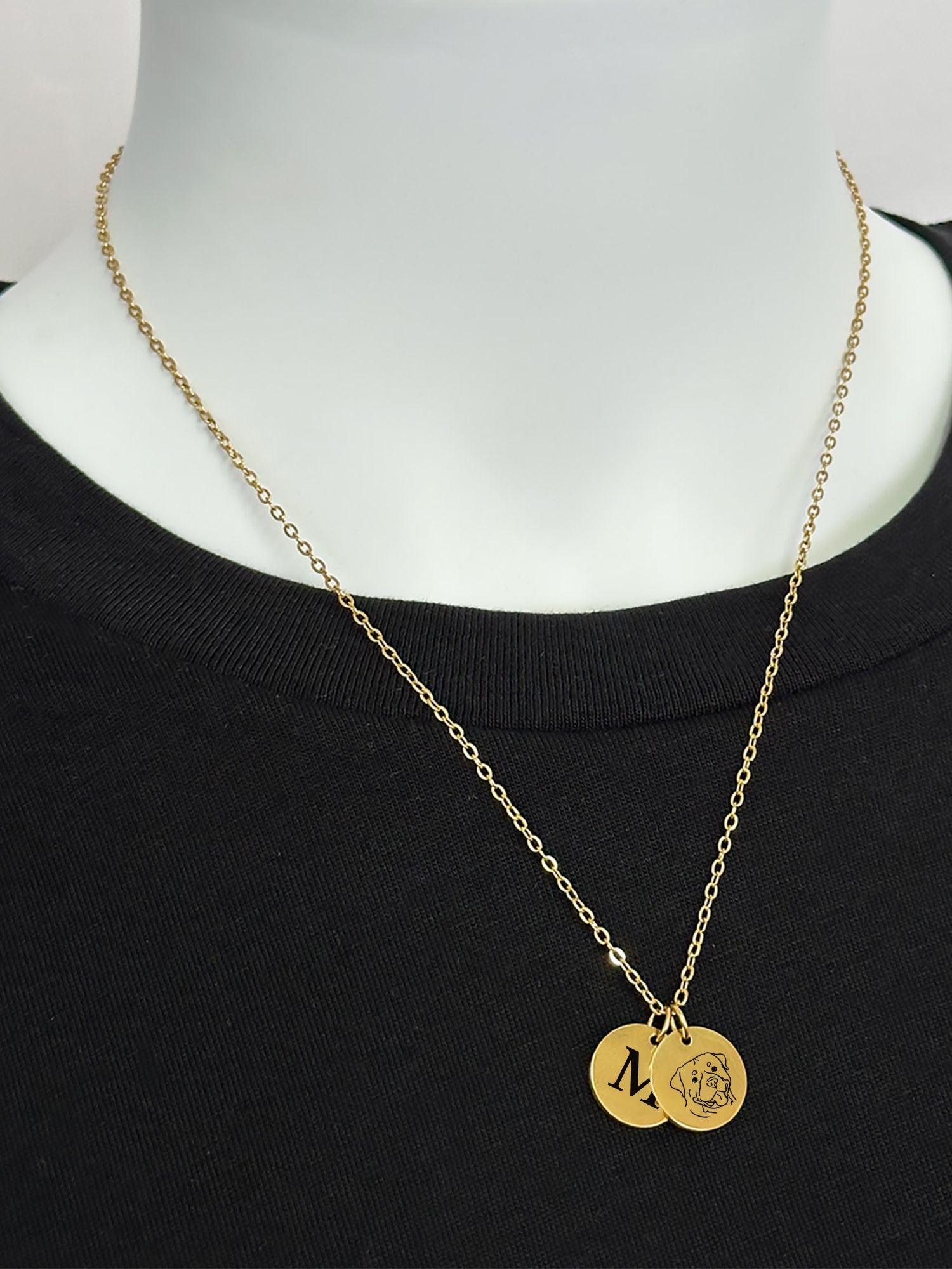 Rottweiler Pendant Initial Necklace