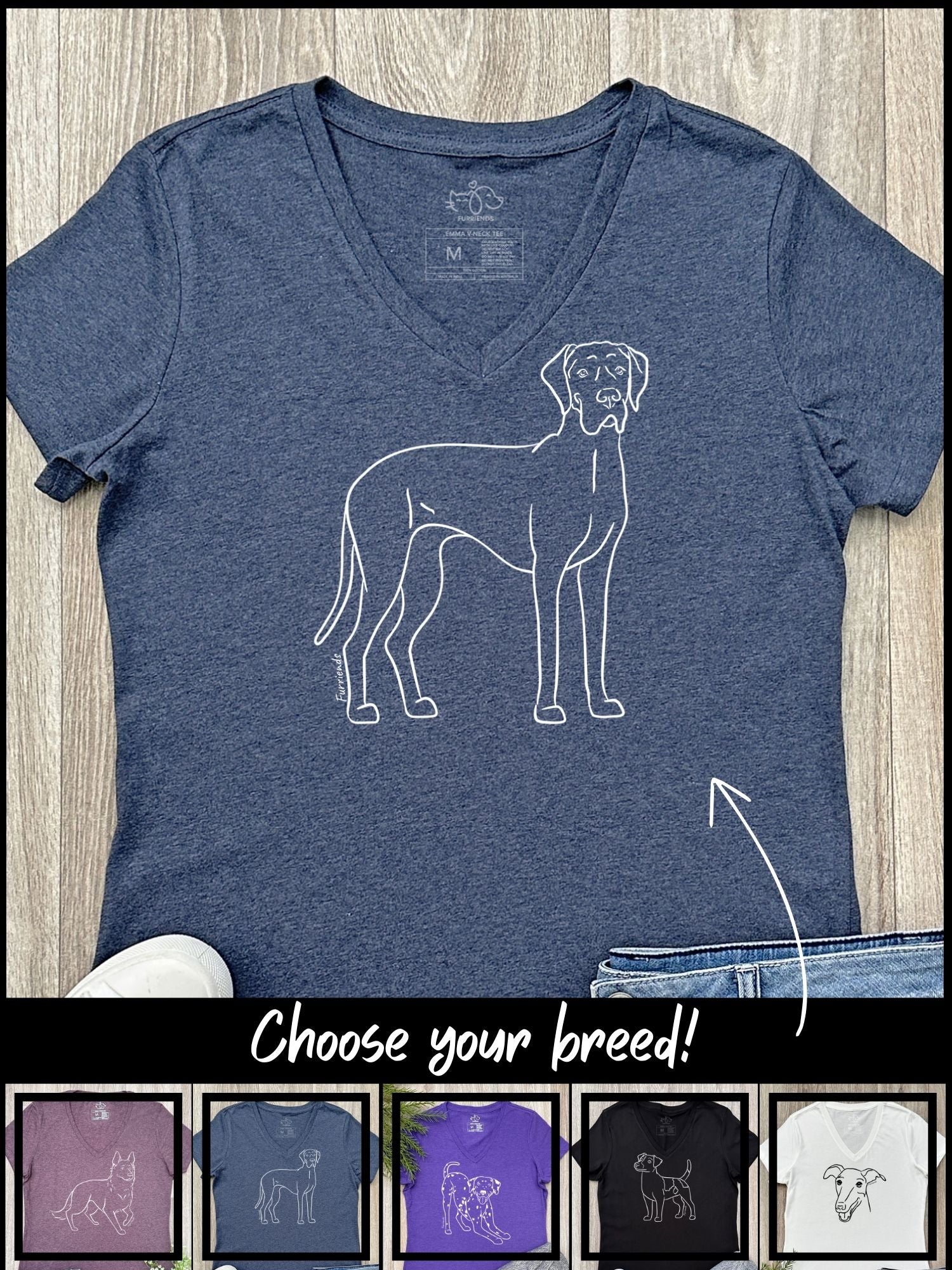 Dog Breed Emma V-Neck Tee (Customisable)
