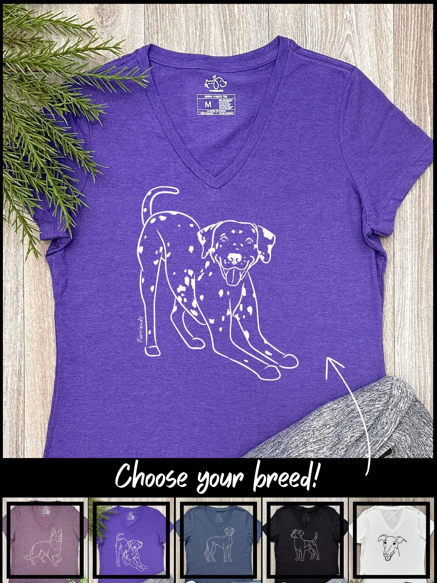 Dog Breed Emma V-Neck Tee (Customisable)