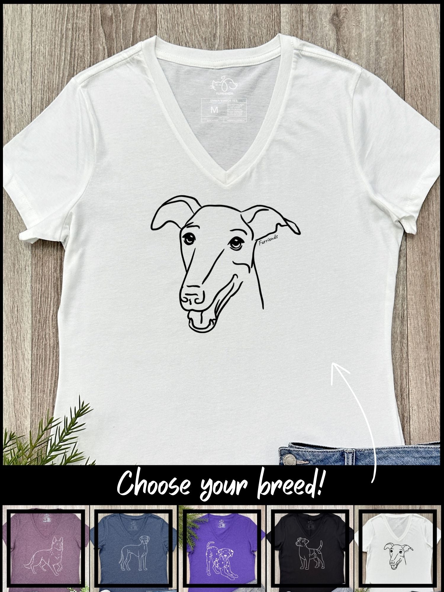 Dog Breed Emma V-Neck Tee (Customisable)