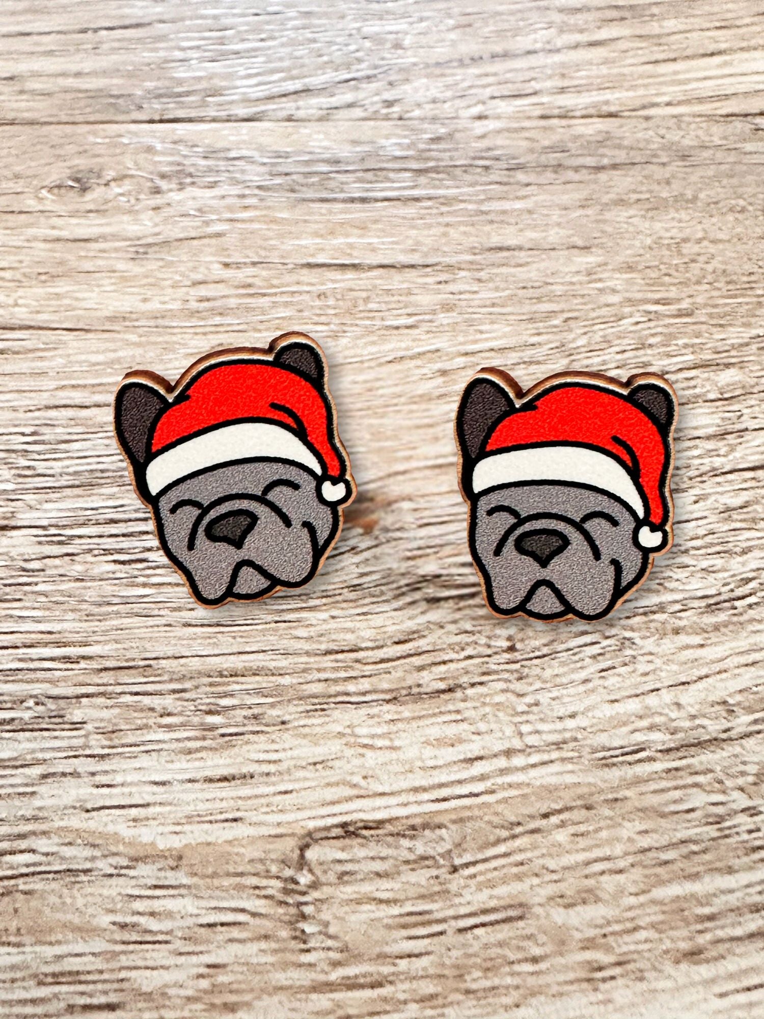 French Bulldog Christmas Edition ColourPop Stud Earrings