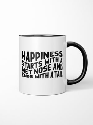 Happiness Starts With A Wet Nose And Ends With A Tail Ceramic Mug