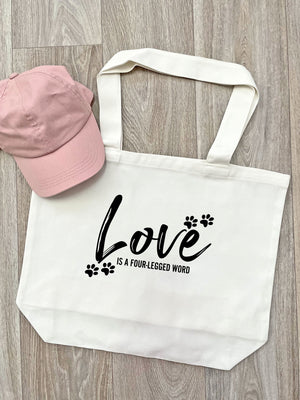 Love Is A Four-Legged Word Cotton Canvas Shoulder Tote Bag