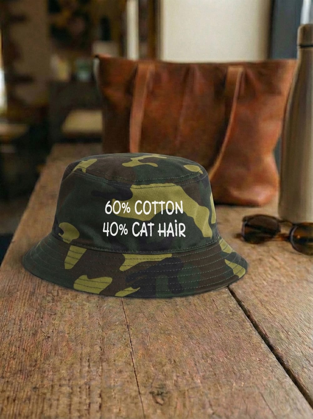 "60% Cotton, 40% Cat Hair" Bucket Hat