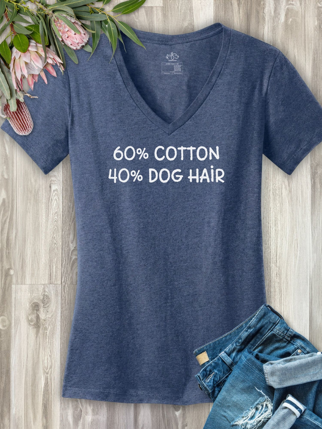"60% Cotton, 40% Dog Hair" Emma Women's V-Neck Tee
