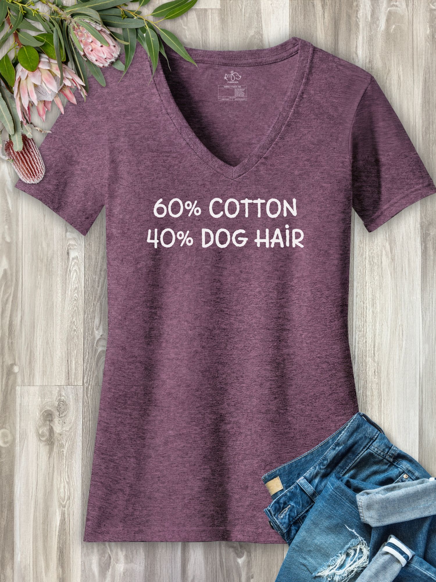 "60% Cotton, 40% Dog Hair" Emma Women's V-Neck Tee