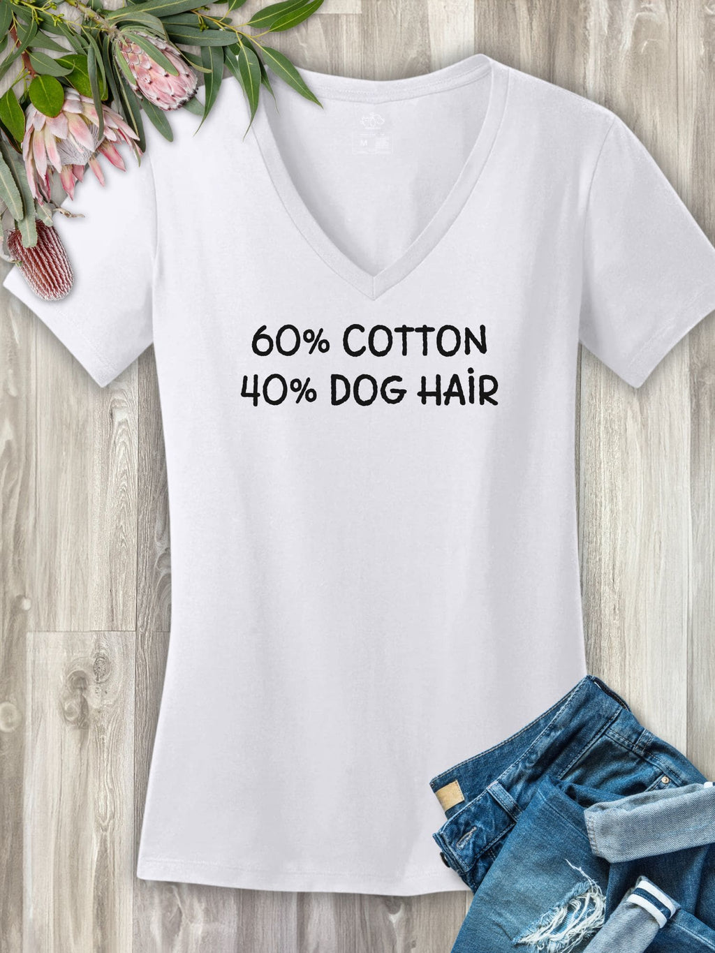 "60% Cotton, 40% Dog Hair" Emma Women's V-Neck Tee