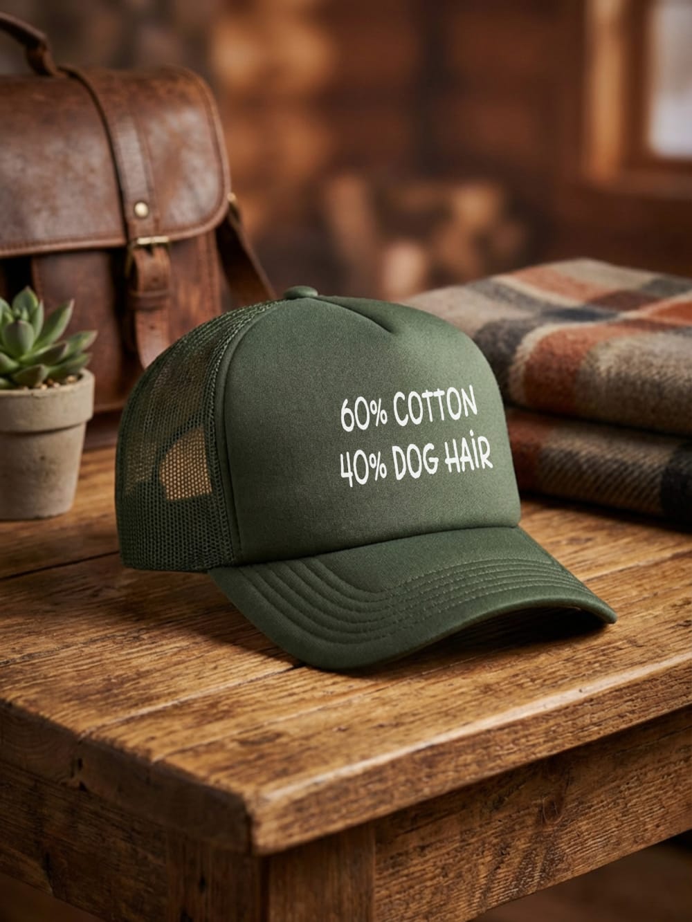 "60% Cotton, 40% Dog Hair" Foam Trucker Cap
