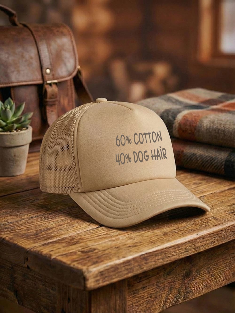 "60% Cotton, 40% Dog Hair" Foam Trucker Cap