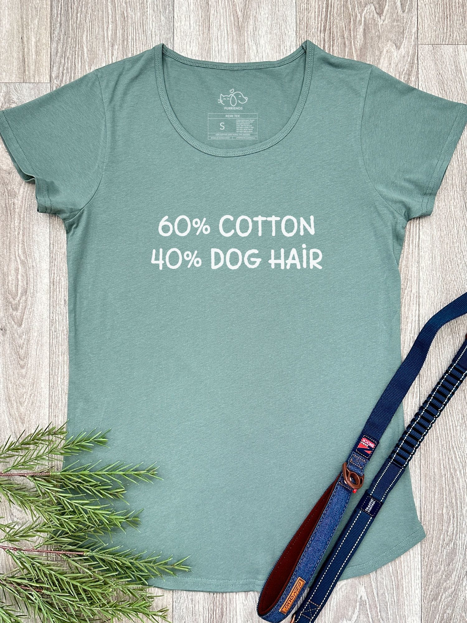 "60% Cotton, 40% Dog Hair" Remi Women's Scoop Neck Tee